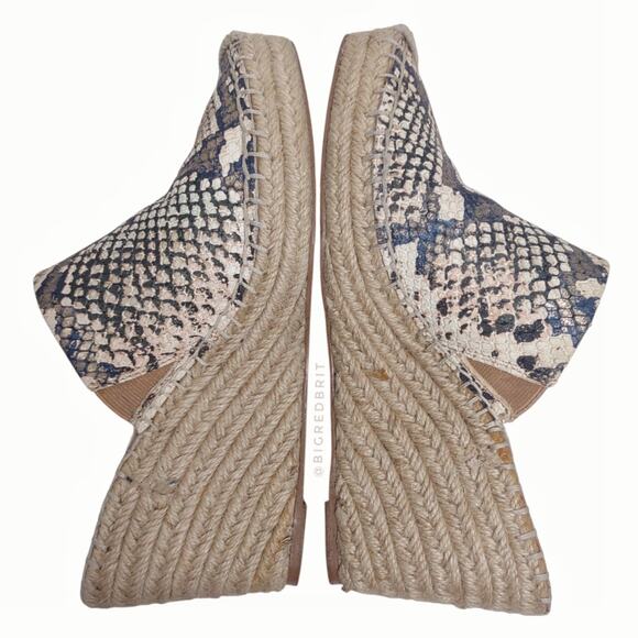 CHARLES DAVID Snakeskin Espadrille Shoes Size 6 Animal Print Leather Clog Wedge - Picture 10 of 15